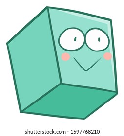 Cute and funny blue green box with smiling face