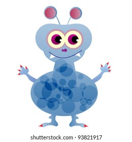 cute funny blue monster. vector illustration