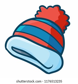 Cute and funny blue red fashionable winter hat - vector