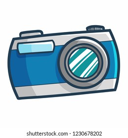 Cute and funny blue vintage camera for your holiday - vector.