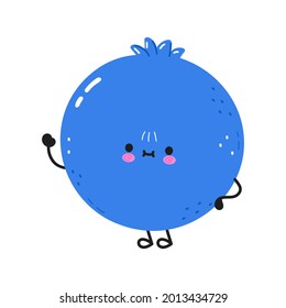 Cute funny blueberry  character. Vector hand drawn cartoon kawaii character illustration icon. Isolated on white background. Blueberry fruit character concept