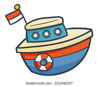 Cute and funny boat toy made from wooden material