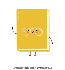 Cute funny book character. Vector hand drawn cartoon kawaii character simple illustration icon. Isolated on white background. Book cartoon character concept