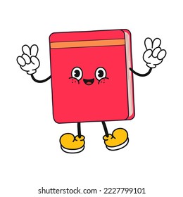 Cute funny book character. Vector line doodle traditional retro cartoon kawaii character illustration icon. Isolated on white background. Cute book mascot concept