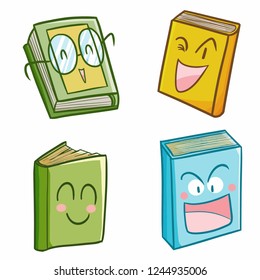 Cute and funny book smiling set - vector.