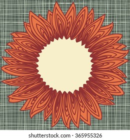 Cute funny border frame with sunflower petals contour isolated on the canvas background. With space for invitations or different events greeting cards text. Vector illustration eps
