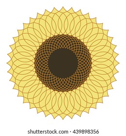 Cute funny border frame with sunflower contour  isolated on the white background. With space for invitations or different events greeting cards text. Vector illustration eps