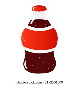 Cute Funny Bottle Cold Drink Cola Character. Vector Hand Drawn Cartoon Kawaii Character Illustration Icon. Isolated White Background. Happy Bottle Cold Drink Cola Concept