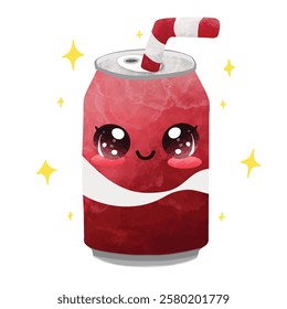 Cute funny bottle cold drink cola, Vector hand drawn cartoon kawaii character illustration, Vector soda, cute soda bottle cartoon mascot character funny 