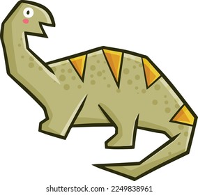 Cute and funny brachiosaurus cartoon illustration
