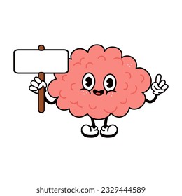 Cute funny Brain with inscription character. Vector hand drawn traditional cartoon vintage, retro, kawaii character illustration icon. Isolated background. Happy Brain character