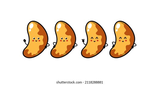 Cute funny Brazilian nut character. Vector hand drawn cartoon character illustration icon. Brazilian nut character concept