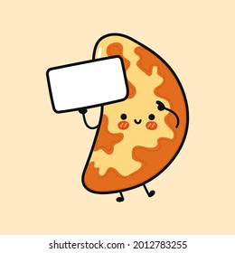 Cute funny Brazilian nut with poster. Vector hand drawn cartoon kawaii character illustration icon. Brazilian nut think concept