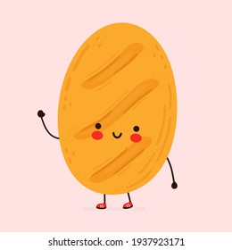 Cute Funny Bread Character. Vector Hand Drawn Cartoon Kawaii Character Illustration Icon. Bread Character Concept