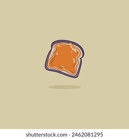 Cute funny bread with jam character. Vector flat line cartoon kawaii character illustration icon.