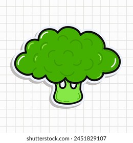 Cute funny Broccoli sticker. Vector hand drawn cartoon kawaii character illustration icon. Isolated on background. Happy Broccoli card character concept