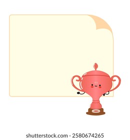 Cute Funny Bronze Trophy Cup Cartoon Character Poster for a Fun Concept