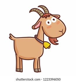 Cute And Funny Brown Goat Woth Absurd Face - Vector