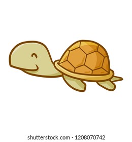 Cute and funny brown turtle smiling - vector