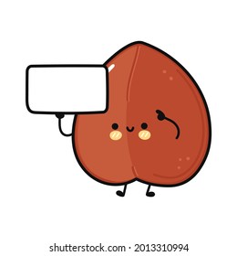 Cute funny buckwheat with poster. Vector hand drawn cartoon kawaii character illustration icon. Isolated on white background. Buckwheat think concept