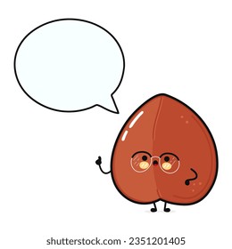 Cute funny Buckwheat with speech bubble. Vector hand drawn cartoon kawaii character illustration icon. Isolated on white background. Happy Buckwheat character concept
