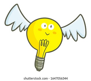 Cute and funny bulb lamp character smiling happily