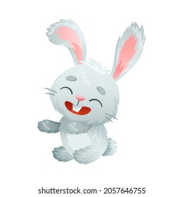 Cute funny bunny baby animal cartoon vector illustration on white background