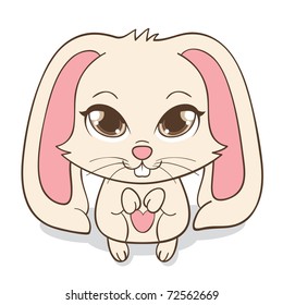 Cute Funny Bunny With Big Eyes, Vector Illustration