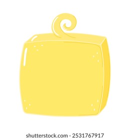Carácter divertido lindo de la mantequilla. Icono de ilustración de personaje kawaii de dibujos animados dibujado a mano de Vector. Aislado sobre fondo blanco. Concepto de personaje de Mantequilla Feliz