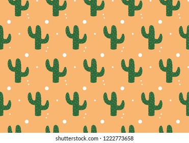 Cute funny cactus print for texture and textile seamless design. Abstract vector illustration for background graphic. Handdrawn style