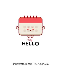 Cute funny calendar character. Vector hand drawn cartoon mascot character illustration icon. Isolated on white background. years character concept