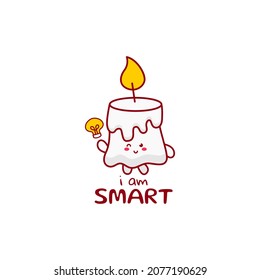 Cute funny candle character. Vector hand drawn cartoon mascot character illustration icon. Isolated on white background.