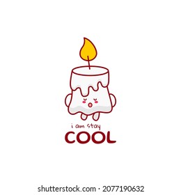 Cute funny candle character. Vector hand drawn cartoon mascot character illustration icon. Isolated on white background.
