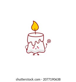 Cute funny candle character. Vector hand drawn cartoon mascot character illustration icon. Isolated on white background.