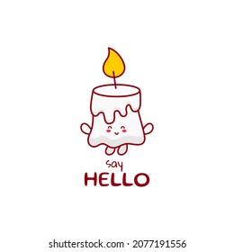 Cute funny candle character. Vector hand drawn cartoon mascot character illustration icon. Isolated on white background.