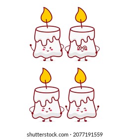 Cute funny candle character. Vector hand drawn cartoon mascot character illustration icon. Isolated on white background.