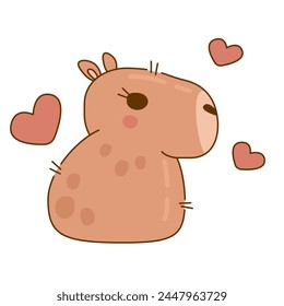 Cute and funny capybara character. Cute capybara animal character rodent. Vector illustration. Cute animal cartoon