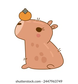 Cute and funny capybara character. Cute capybara animal character rodent. Vector illustration. Cute animal cartoon