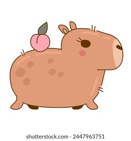 Cute and funny capybara character. Cute capybara animal character rodent. Vector illustration. Cute animal cartoon