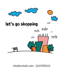 cute funny card, lets go shopping discount mall