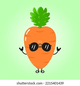 Cute funny carrot character. Vector hand drawn cartoon kawaii character illustration icon. Isolated on white background. Happy carrot character concept