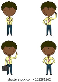 Cute and funny cartoon African-American office managers