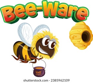 A cute and funny cartoon bee with a clever pun