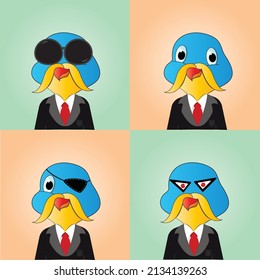 cute funny cartoon bird vector illustration this beard bird for use icon or any funny sticker 