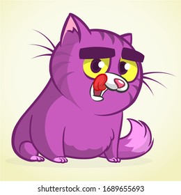 Cute and funny cartoon cat. Vector illustration