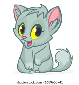 Cute and funny cartoon cat. Vector illustration