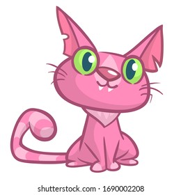 Cute and funny cartoon cat. Vector illustration
