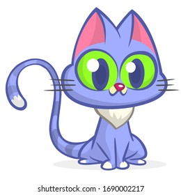 Cute and funny cartoon cat. Vector illustration