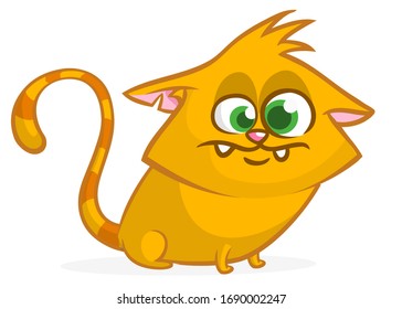 Cute and funny cartoon cat. Vector illustration