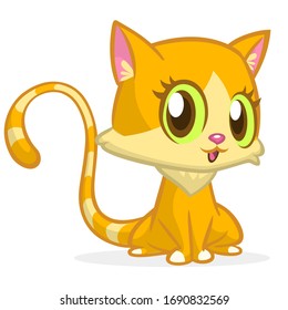 Cute and funny cartoon cat. Vector illustration